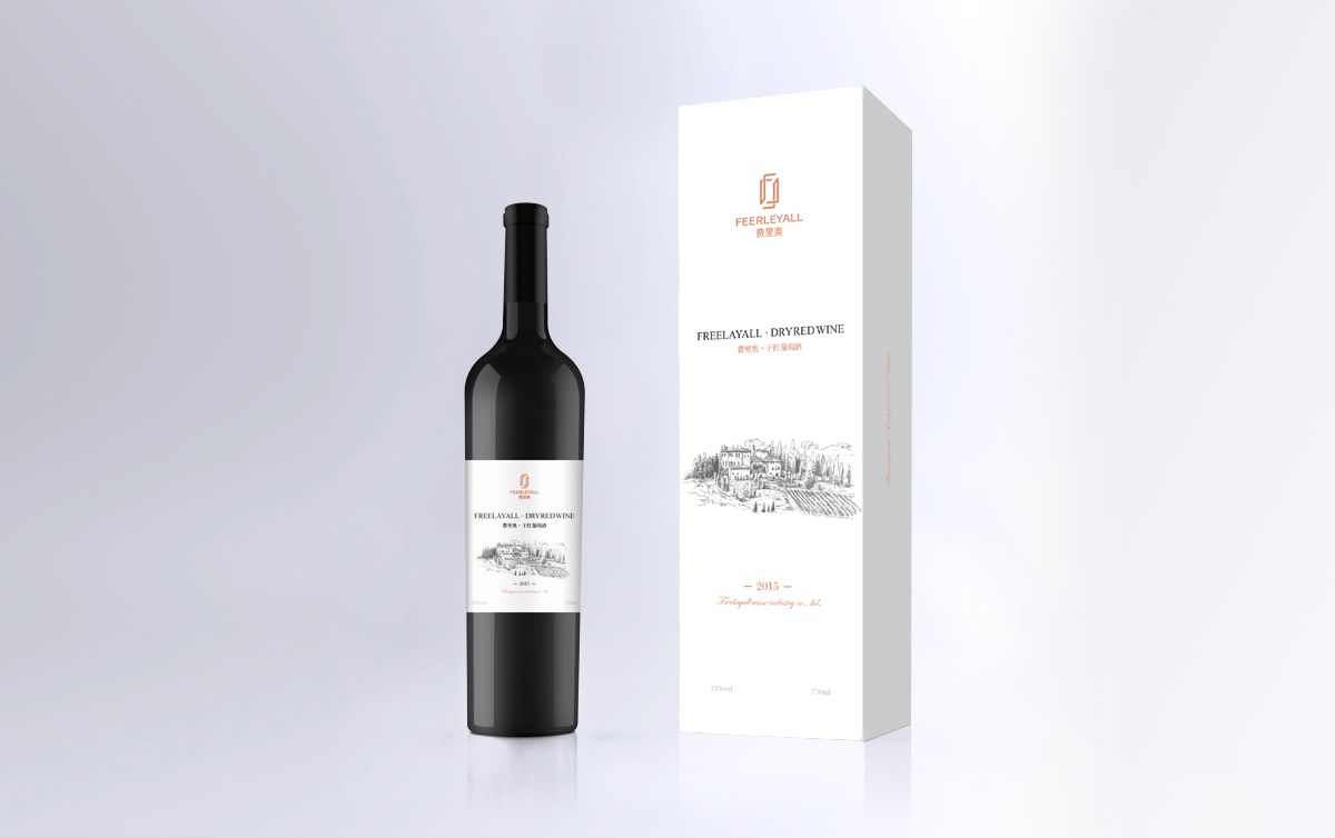 費里奧紅酒品牌標志設計,費里奧紅酒瓶貼設計,費里奧紅酒包裝設計,費里奧品牌設計,高端紅酒包裝設計
